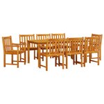 Set de jardin 9 pièces vidaXL en bois d'acacia massif