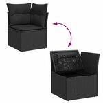 vidaXL Ensemble de canapé de jardin avec coussin 8 Pièces Noir Poly rotin