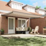 vidaXL Cadre d'auvent Beige 450 × 300 cm Polyester avec revêtement PU