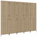vidaXL Cloison de séparation 5 panneaux beige résine tressée