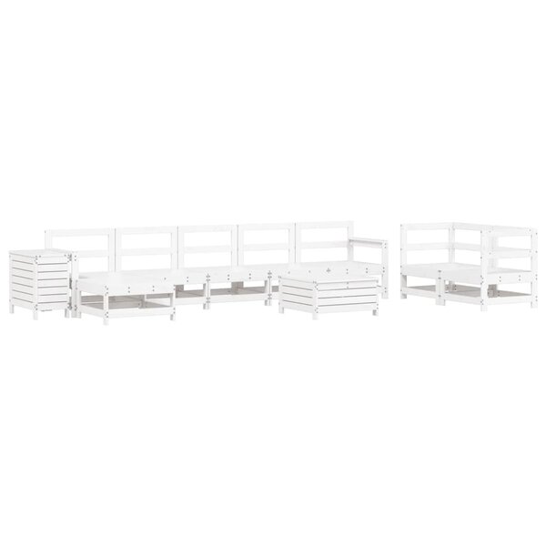 vidaXL Salon de jardin 10 Pièces blanc bois de pin massif