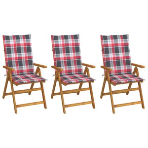 vidaXL Chaises pliables de jardin lot de 3 avec coussins Bois d'acacia