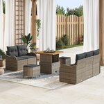 vidaXL Ensemble de canapé de jardin 8 pièces avec coussins en poly rattan gris et acacia