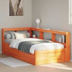 vidaXL Lit bibliothèque sans matelas cire marron 90x190 cm pin massif