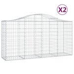 vidaXL Paniers à gabions arqués 2 Pièces 200x50x100/120 cm fer galvanisé