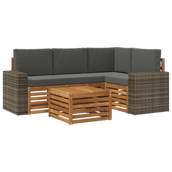 vidaXL Ensemble de canapés d'extérieur 5 Pièces Naturel et Anthracite