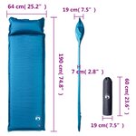 vidaXL Matelas de camping autogonflant oreiller 1 personne turquoise
