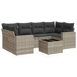 vidaXL Salon de jardin avec coussins 7 Pièces gris clair résine tressée