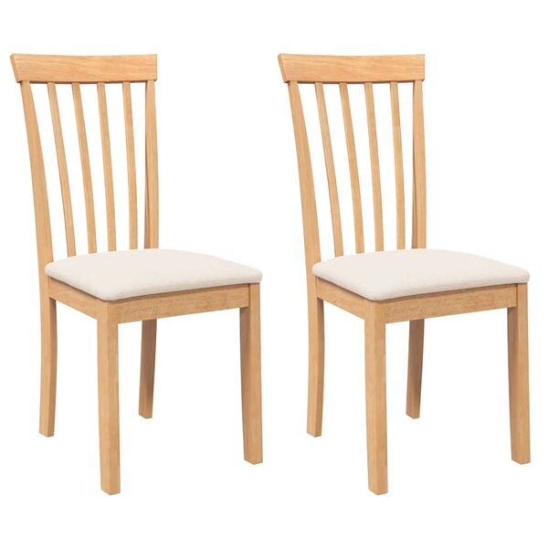vidaXL Chaises à manger coussins 2 Pièces naturel bois massif caoutchouc