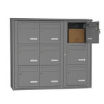 Bloc collectif Leabox  3x3  grade 3  simple face  extérieur  fixation murale  gris poussière ral 7037 finition brillante