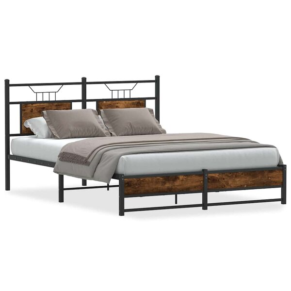 vidaXL Cadre de lit sans matelas chêne fumé 140x190 cm bois ingénierie