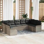 vidaXL Ensemble de canapé de jardin 9 Pièces Gris clair Poly rotin