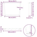 vidaXL Pieds de table à manger en forme de V  3 pièces  noir  100 x (72-73 3) cm  acier