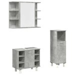 vidaXL Ensemble de meubles de salle de bain 3 Pièces gris béton