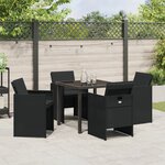 vidaXL Ensemble de Dîner de Jardin Ensemble de 2 Noir Acier  Rattan