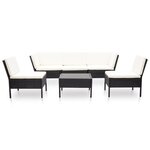 Salon de jardin meuble d'extérieur ensemble de mobilier 6 pièces avec coussins résine tressée noir 02_0016924