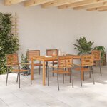 Ensemble de repas jardin 7 pièces vidaXL Ronde Poly Rattan Acacia