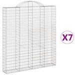 vidaXL Paniers à gabions arqués 7 Pièces 200x30x220/240 cm fer galvanisé