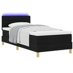vidaXL Lit à ressort LED avec matelas Noir 90 x 190 cm tissu