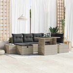 vidaXL Ensemble de canapé de jardin 7 Pièces Gris clair polyrotin
