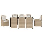 Ensemble de Salle à Manger de Jardin vidaXL 9 Pièces Beige Rotin Synthétique