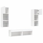 vidaXL Unités murales TV avec LED 6 Pièces blanc bois d'ingénierie