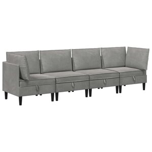 vidaXL Ensemble de meubles pour le salon 4 Pièces Gris clair Velours
