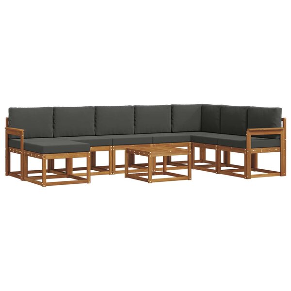 vidaXL Ensemble de canapés d'extérieur 9 pc Naturel et Anthracite