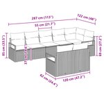 Set de canapé de jardin 8 pièces avec coussins gris clair en rattan synthétique