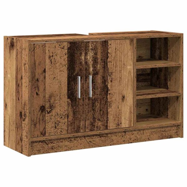 vidaXL Cabinet de salle de bain avec porte Bois Ancien 90 x 29 x 55 cm