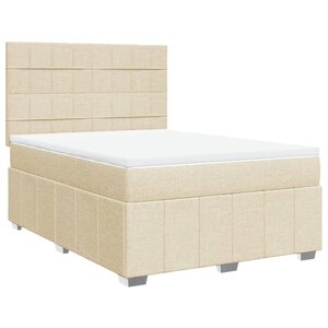 vidaXL Sommier à lattes de lit avec matelas Crème 140x200 cm Tissu