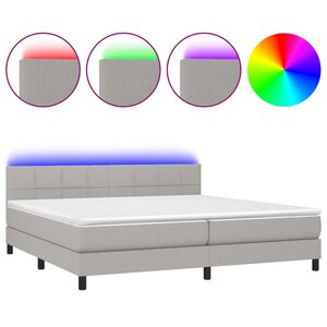 vidaXL Sommier à lattes de lit matelas LED Gris clair 200x200 cm Tissu