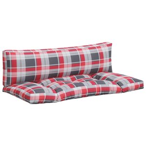 vidaXL Coussins de palette lot de 2 motif à carreaux rouge tissu