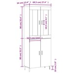 vidaXL Buffet haut Blanc 69 5x34x180 cm Bois d'ingénierie