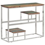 vidaXL Table console argenté acier inoxydable/bois massif récupération