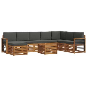 vidaXL Ensemble de canapés d'extérieur 9 pc Naturel et Anthracite