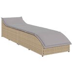 VidaXL Chaise longue pliante coussin et rangement beige résine tressée