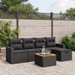 vidaXL Salon de jardin 6 Pièces avec coussins noir résine tressée