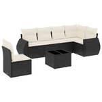 vidaXL Salon de jardin 7 Pièces avec coussins noir résine tressée