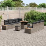 vidaXL Ensemble de canapé de jardin 11 Pièces Gris Poly rotin