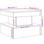 vidaXL Table basse avec lumières LED blanc 50x50x40 cm