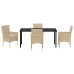Ensemble 5 pièces de salle à manger de jardin beige poly rotin