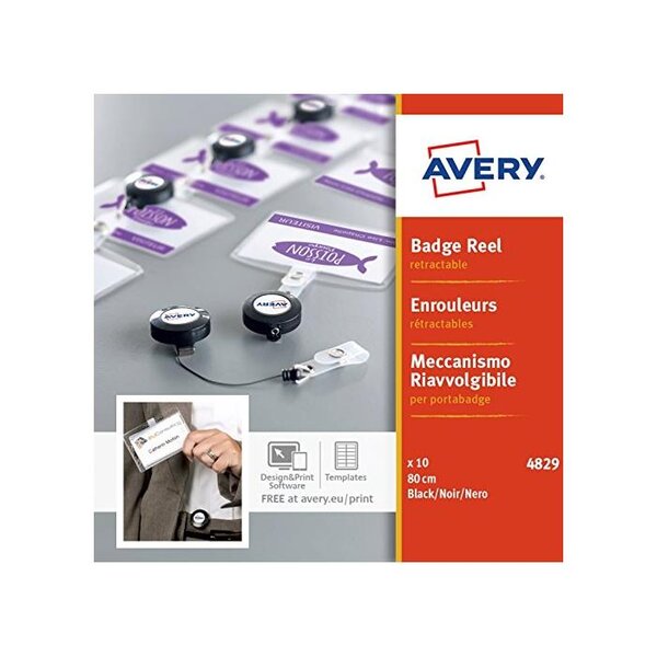 Lot 10 enrouleurs pour badge de 80 cm de long AVERY