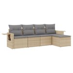 vidaXL Salon de jardin avec coussins 5 Pièces beige résine tressée
