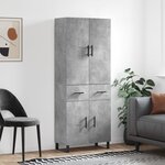 vidaXL Buffet haut Gris béton 69 5x34x180 cm Bois d'ingénierie
