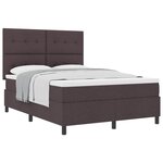 vidaXL Lit à ressorts avec tête de lit Marron foncé 140 x 200 cm tissu