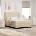 vidaXL Lit à ressorts avec matelas Crème 140 x 190 cm tissu
