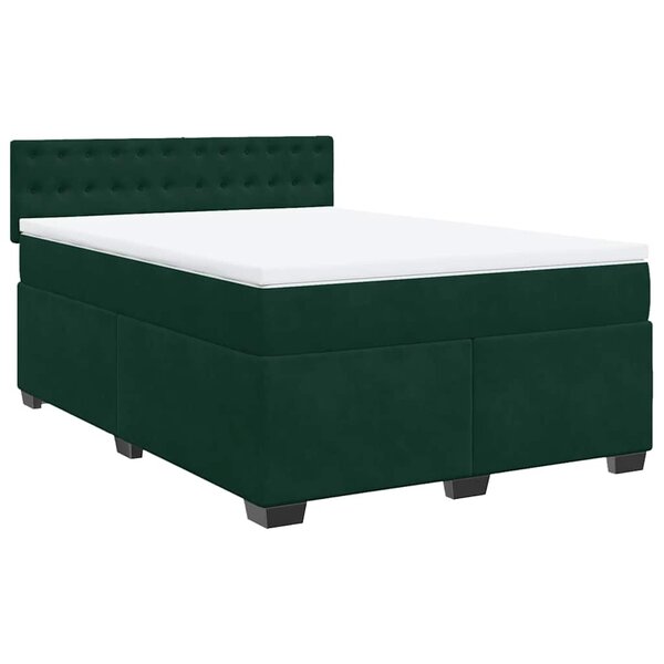 vidaXL Sommier à lattes de lit et matelas Vert foncé 140x200cm Velours