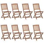 vidaXL Chaises pliables de jardin 8 Pièces avec coussins Bois d'acacia