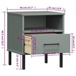 vidaXL Table de chevet avec pieds en métal Gris Bois pin massif OSLO